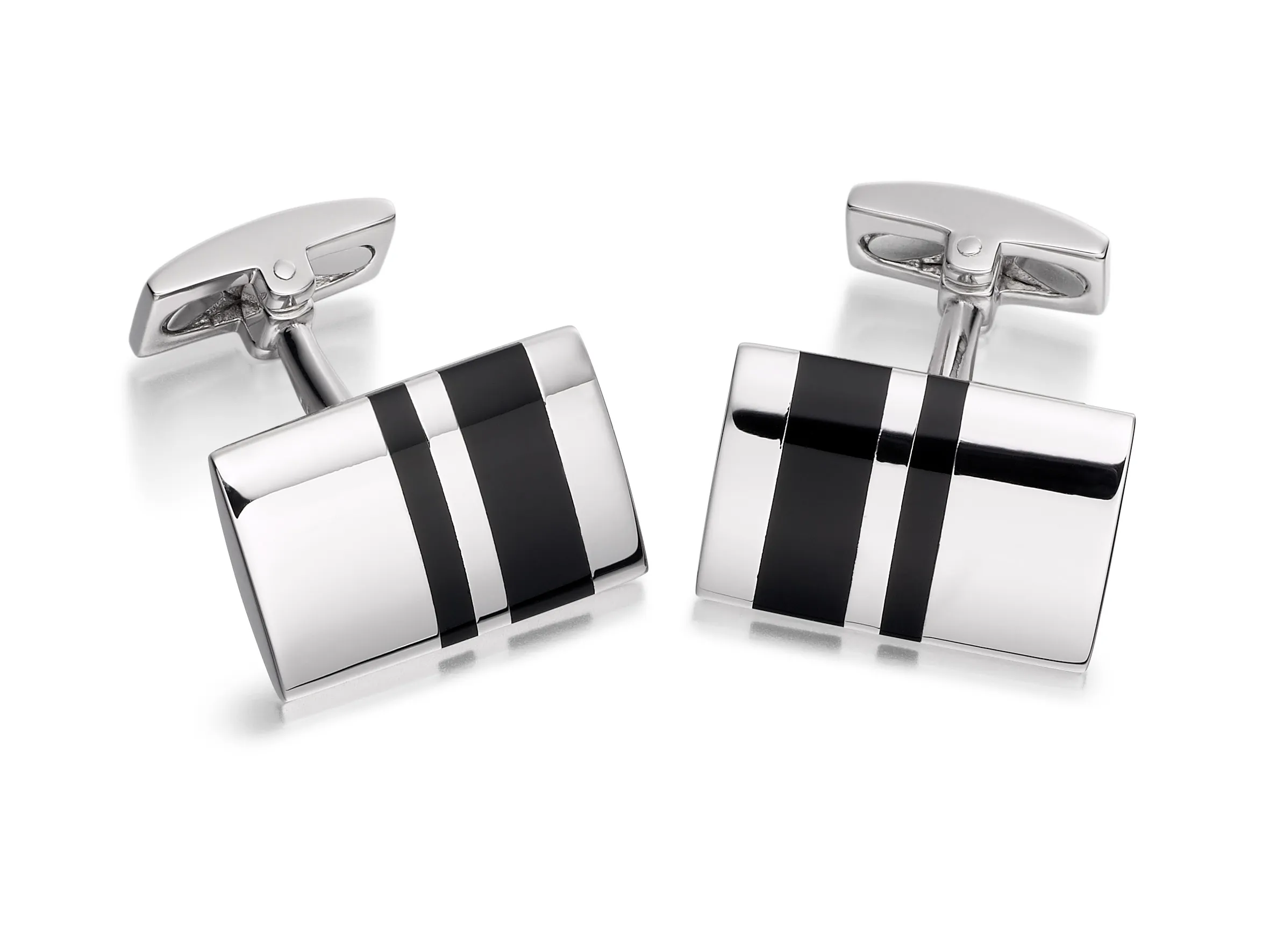 Sterling Silver Onyx Cufflink 16318
