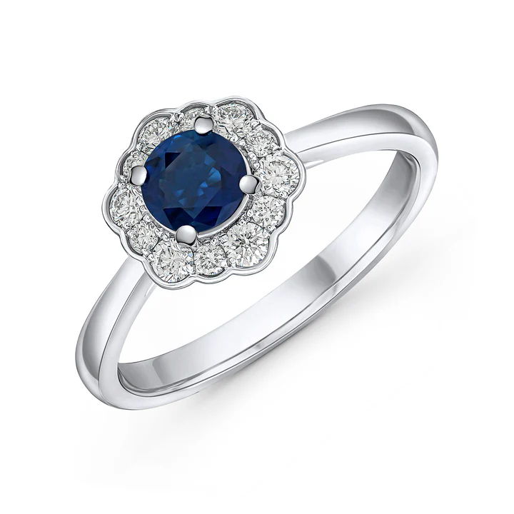 18ct White Gold Sapphire And Diamond Cluster Ring 18465