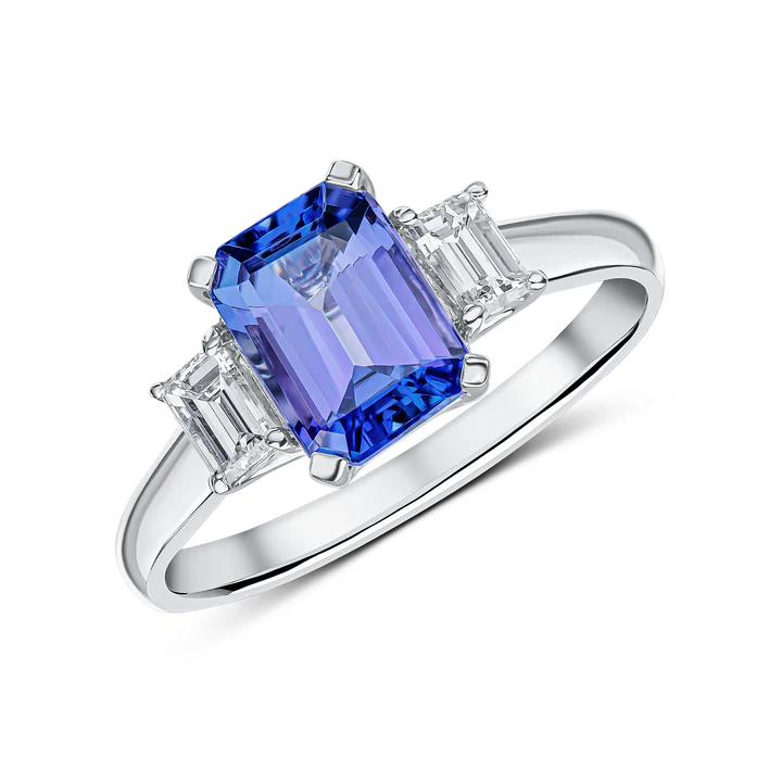 18ct White Gold Tanzanite & Diamond Dress Ring 13011