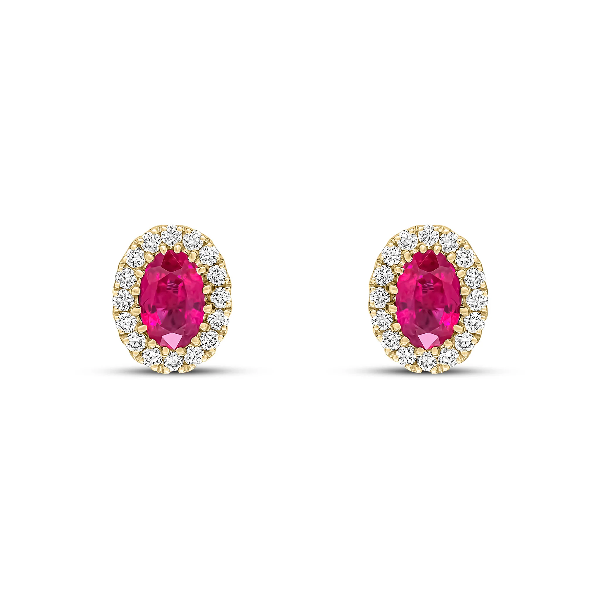 18ct Yellow Gold Ruby & Diamond Cluster Earrings 21932