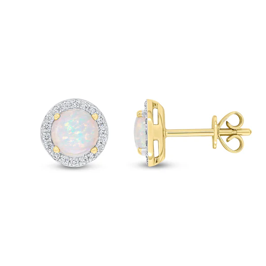 18ct Opal & Diamond Stud Earrings 16146