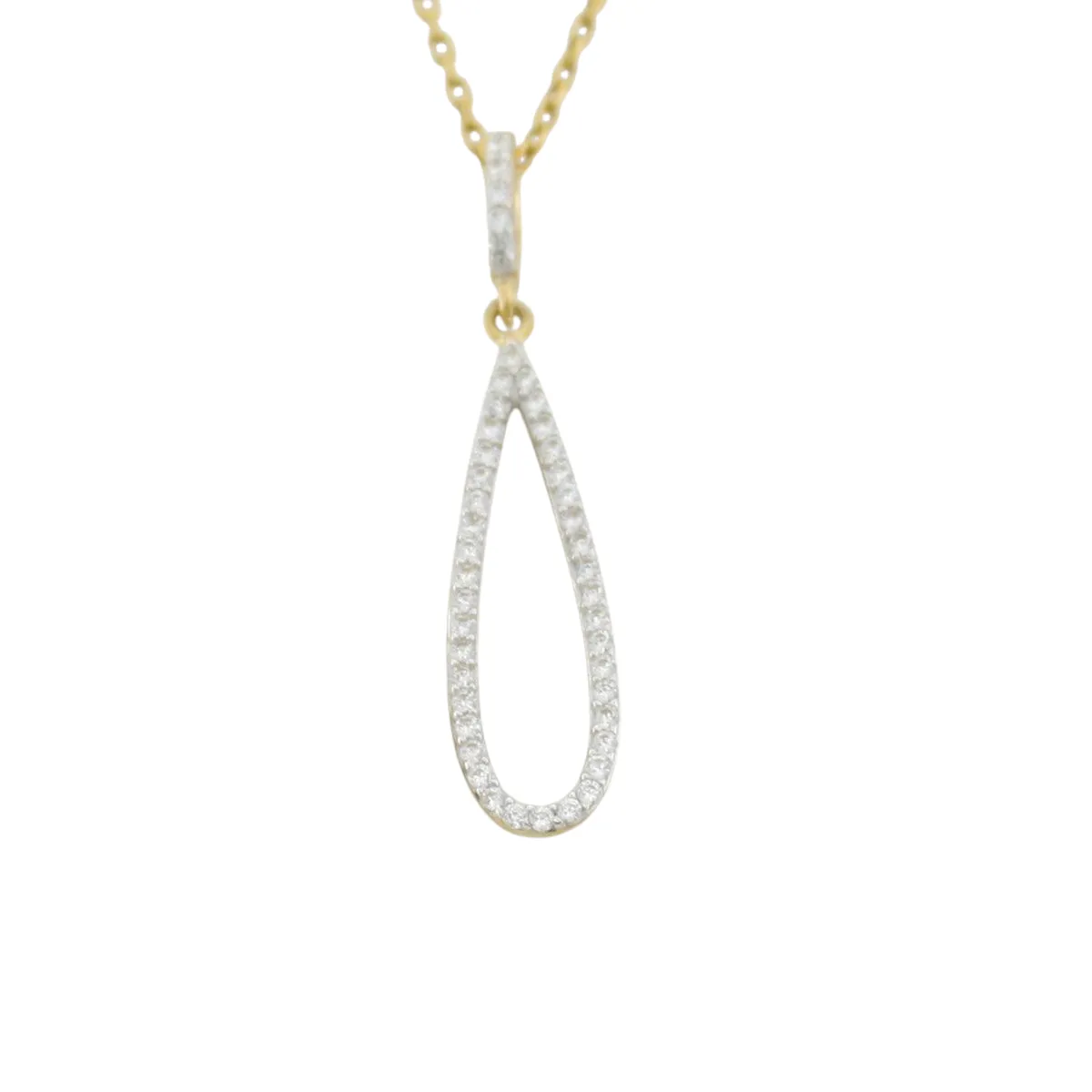 9ct White Gold Circle Pendant With Cz 9825