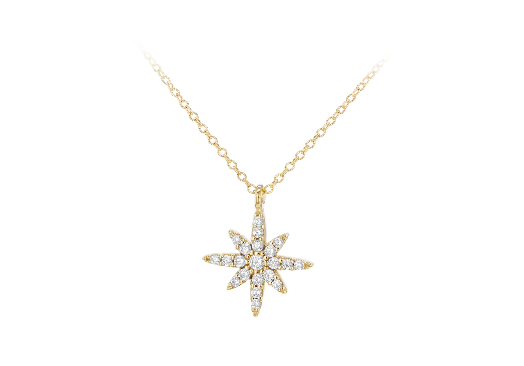9ct Yellow Gold North Star Cz Necklace