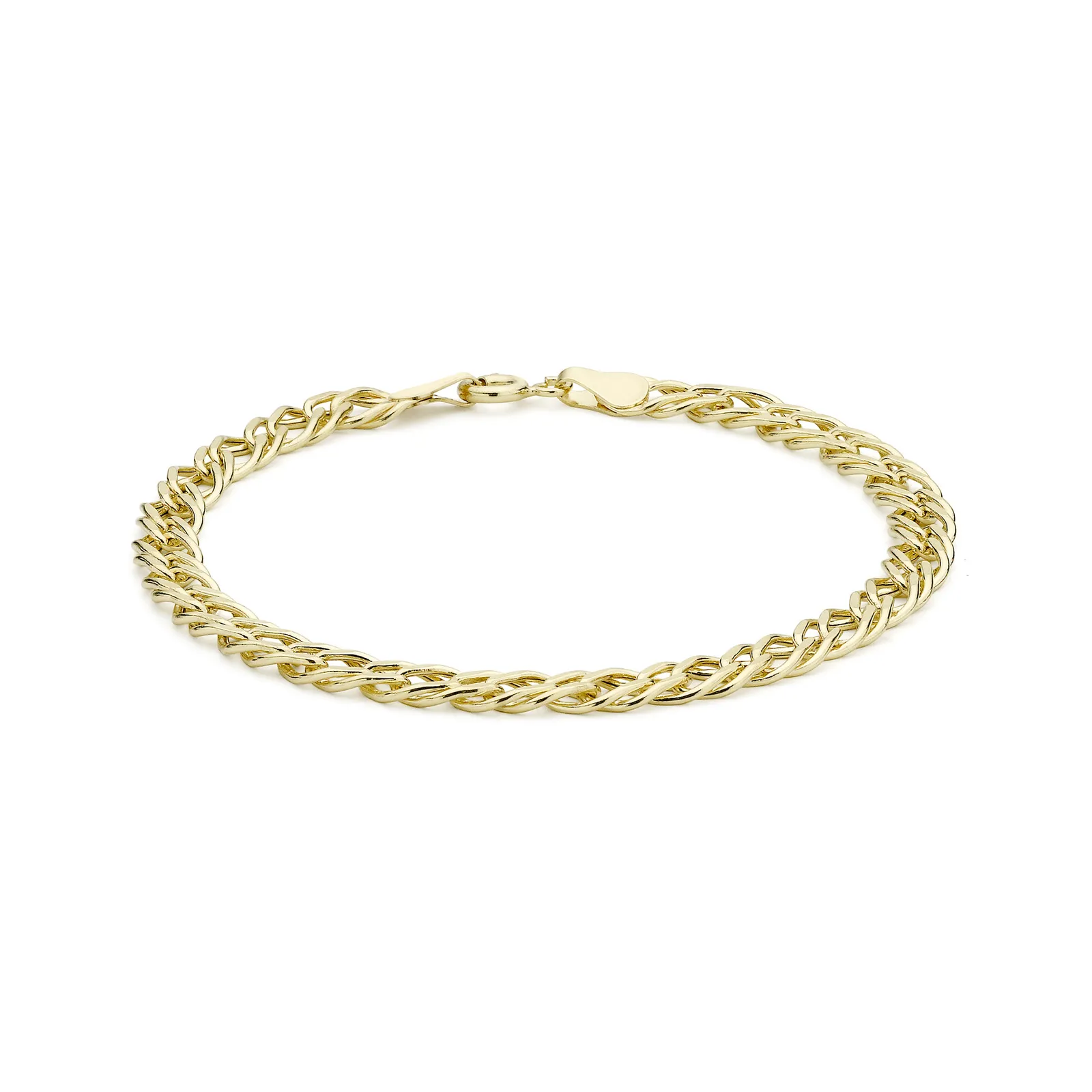 9ct Yellow Gold Double-hollow-link Bracelet 7'