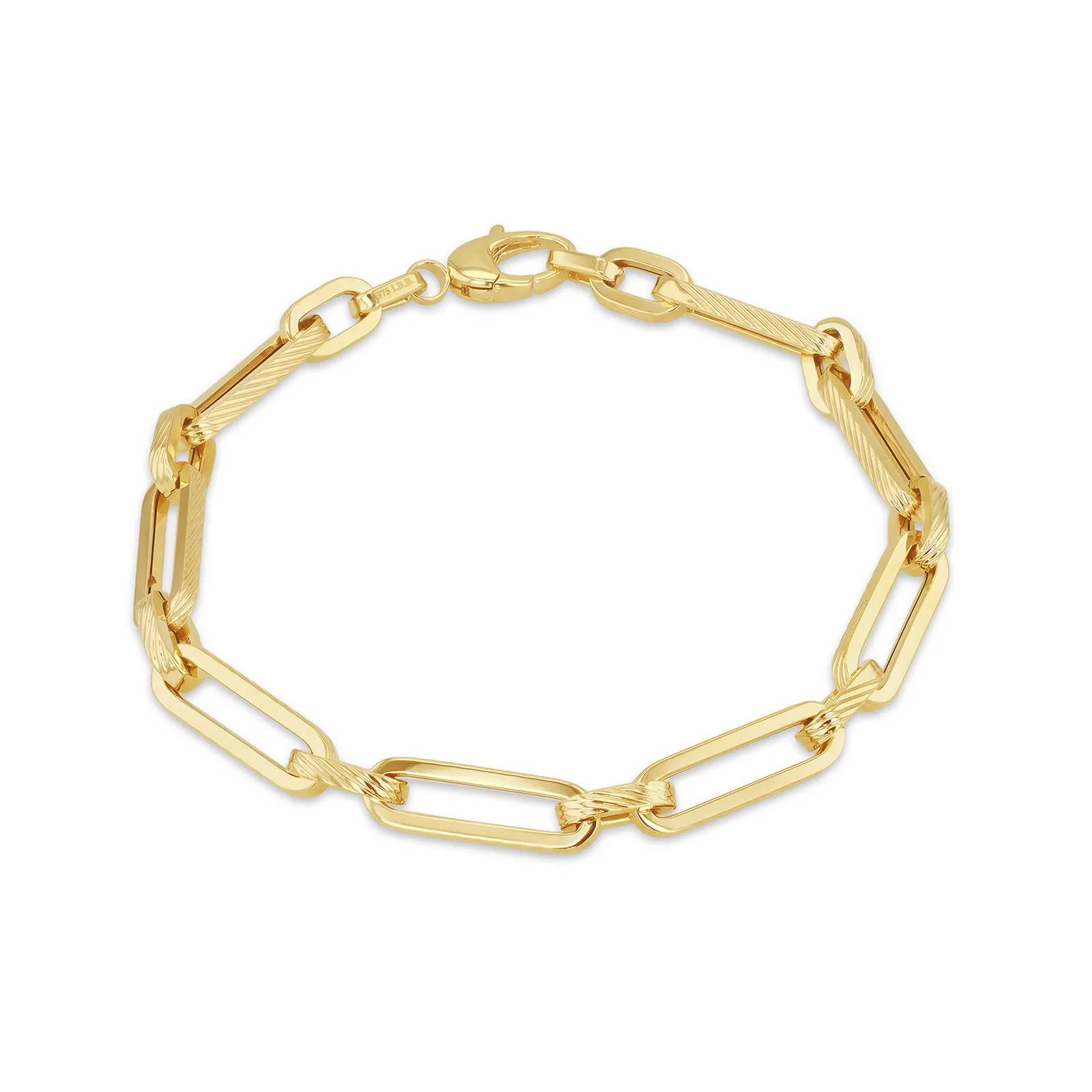 9ct Yellow Gold Dc 5.5mm Square Figabelcher Bracelet 7.5