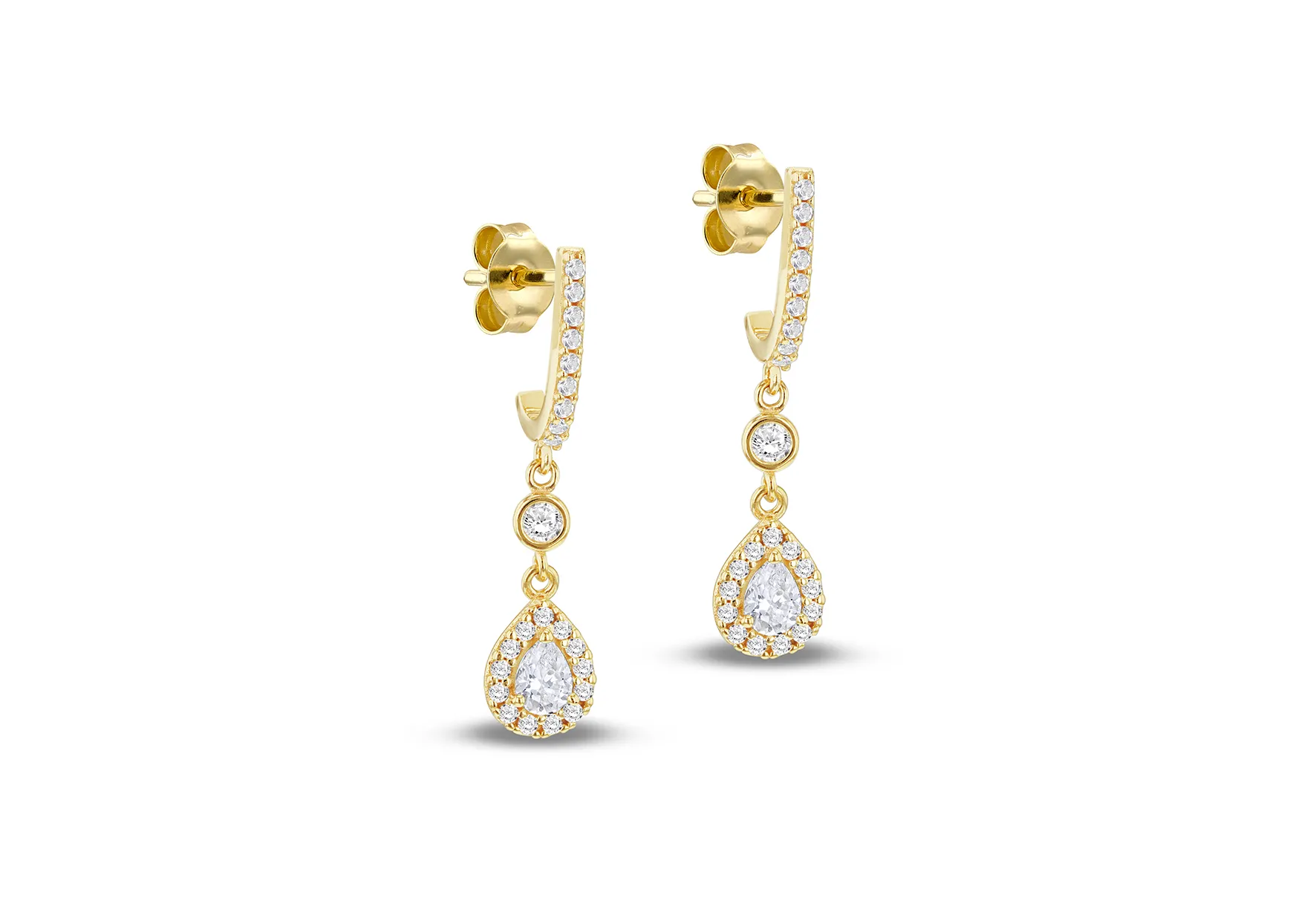 9ct Cz Halo Teardrop Earrings
