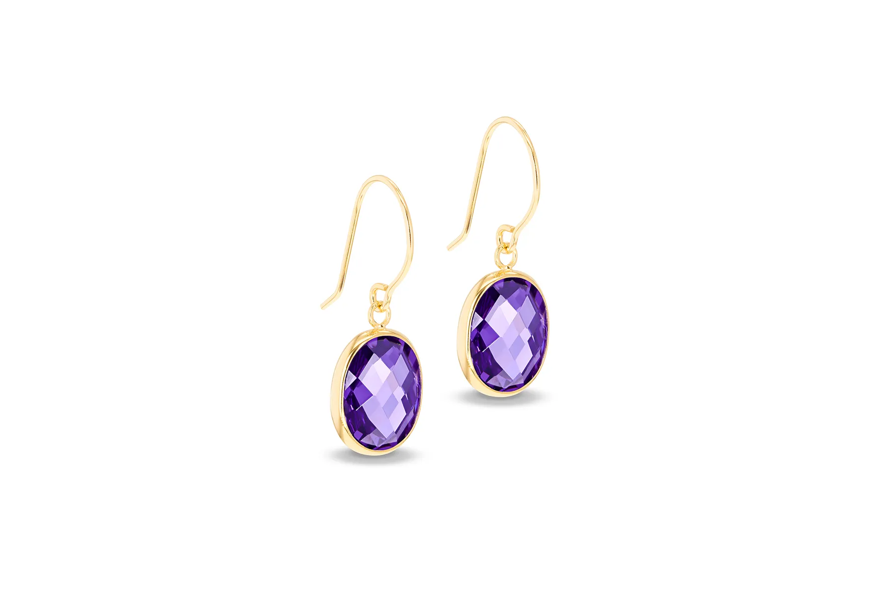 9ct Purple Oval Crystal Drop Earring