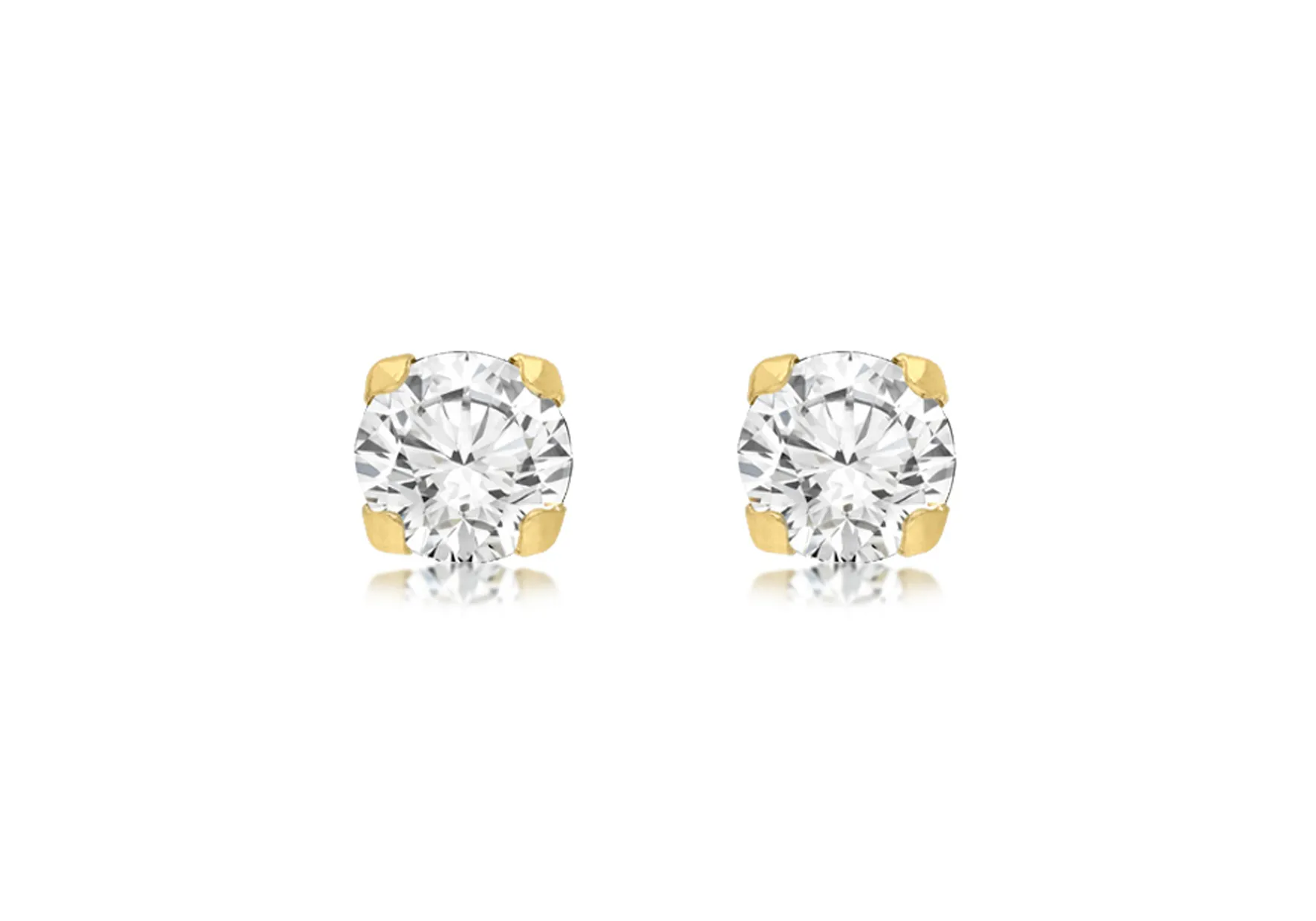 9ct Yellow Gold 5mm Round Cz Stud Earrings 14912