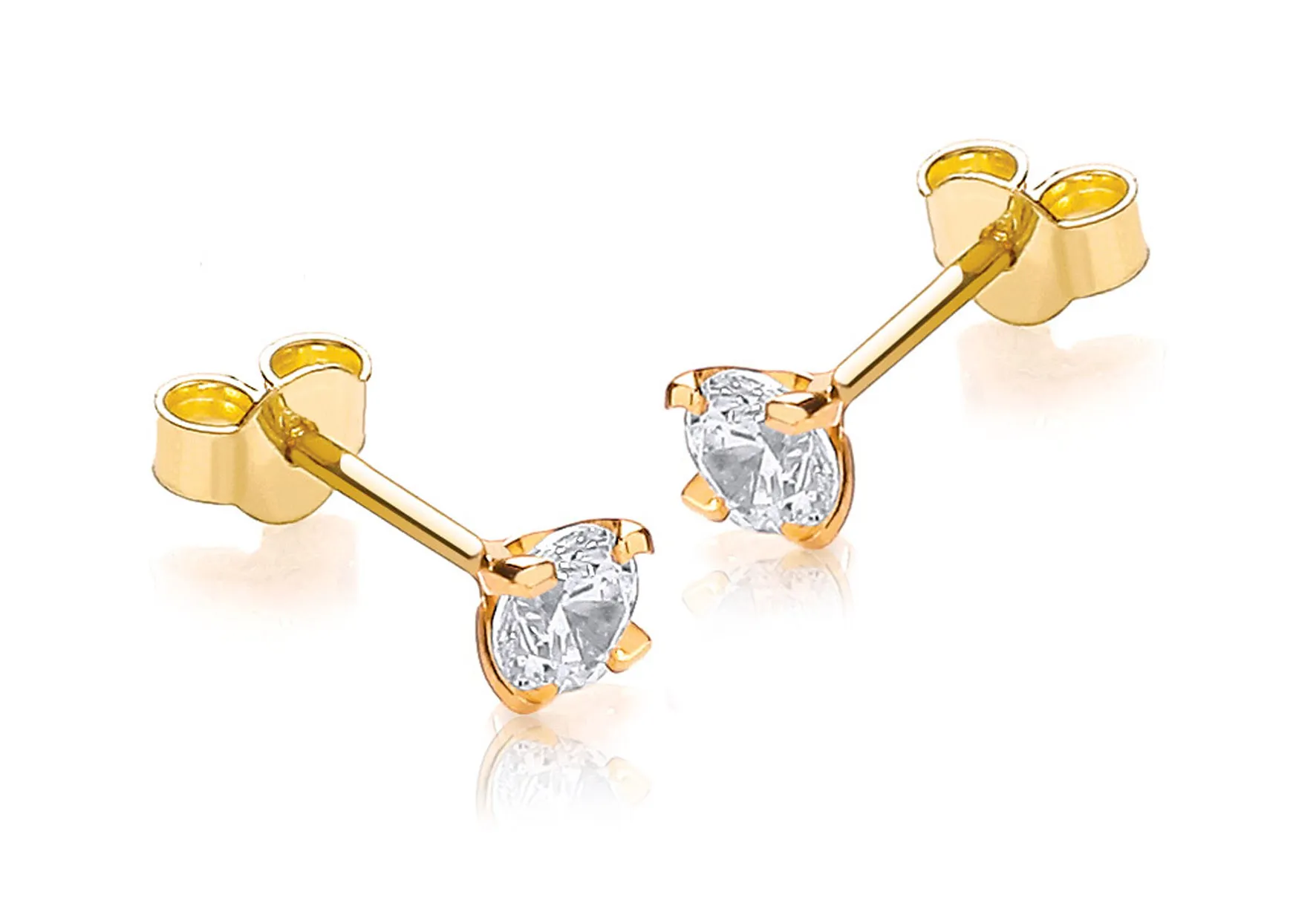 9ct 4mm Cz Round Stud Earrings 15216