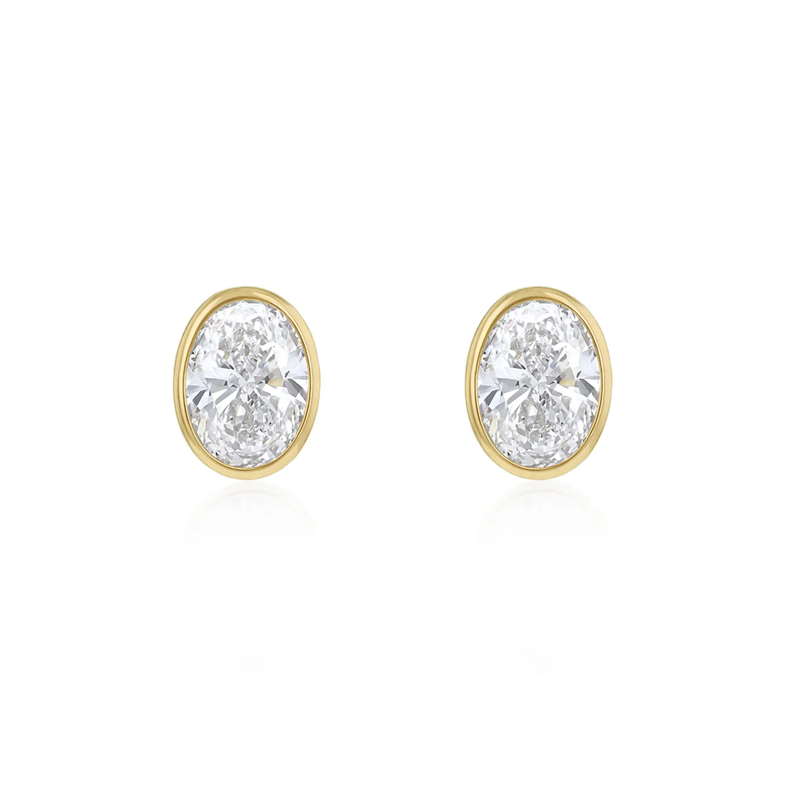 9ct Yellow Gold 4.8mm X 7mm Oval Cz Stud Earrings