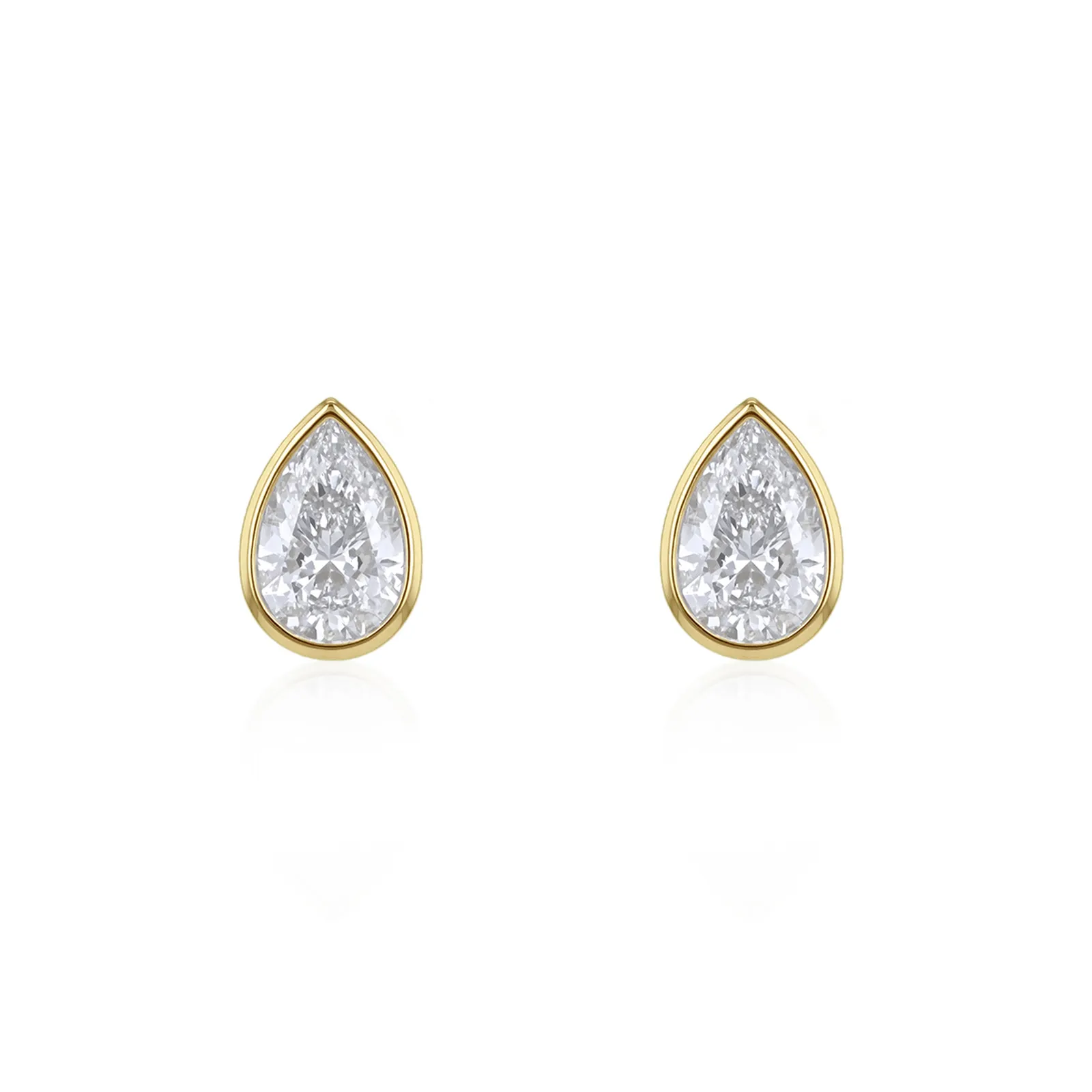 9ct Yellow Gold 4..6mm X 7mm Teardrop Cz Stud Earrings 