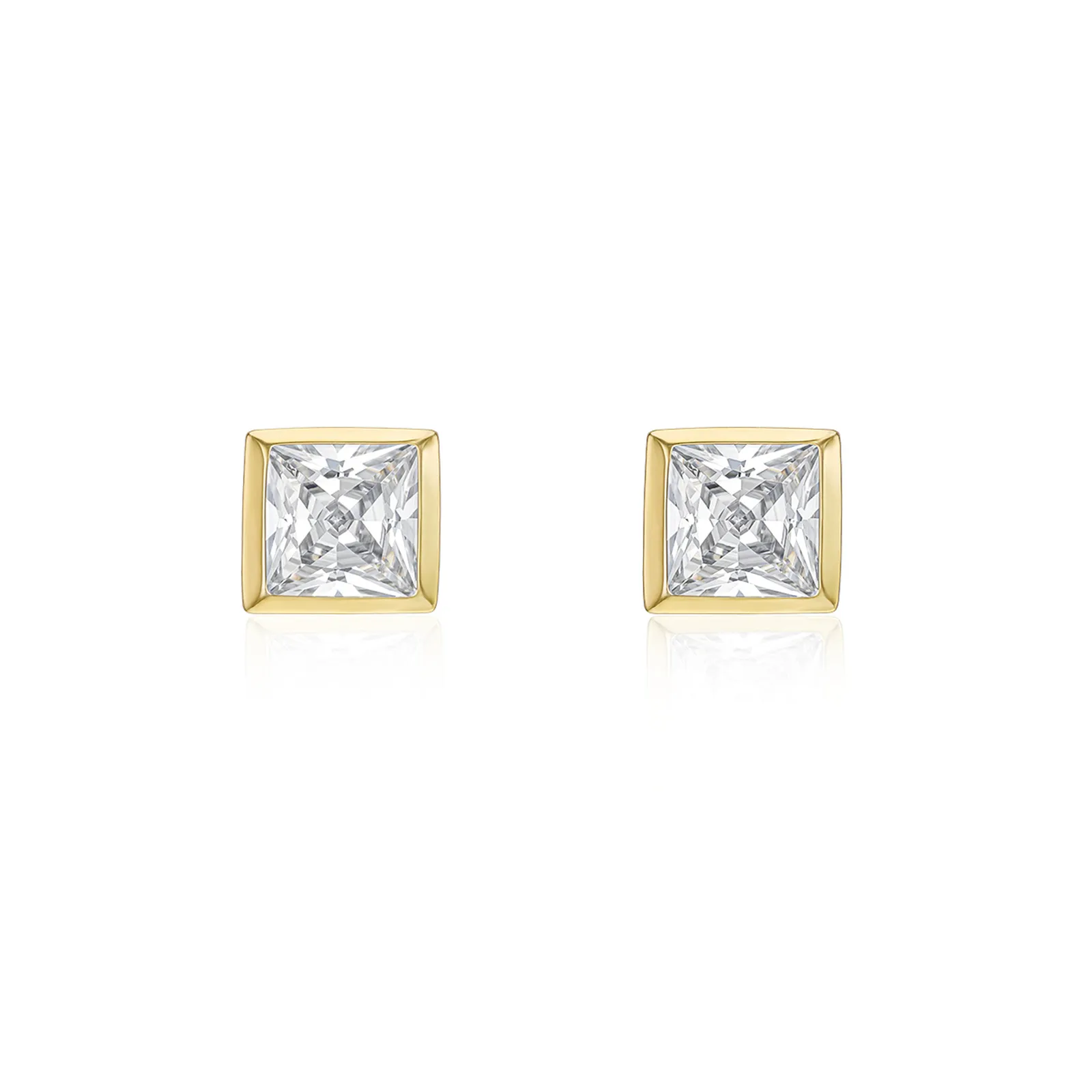 9ct Yellow Gold 5mm Square Cz Stud Earrings