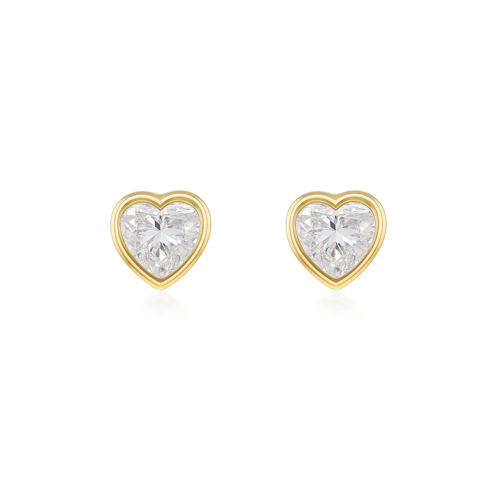 9ct Yellow Gold 6mm X 6mm Heart Cz Stud Earrings 