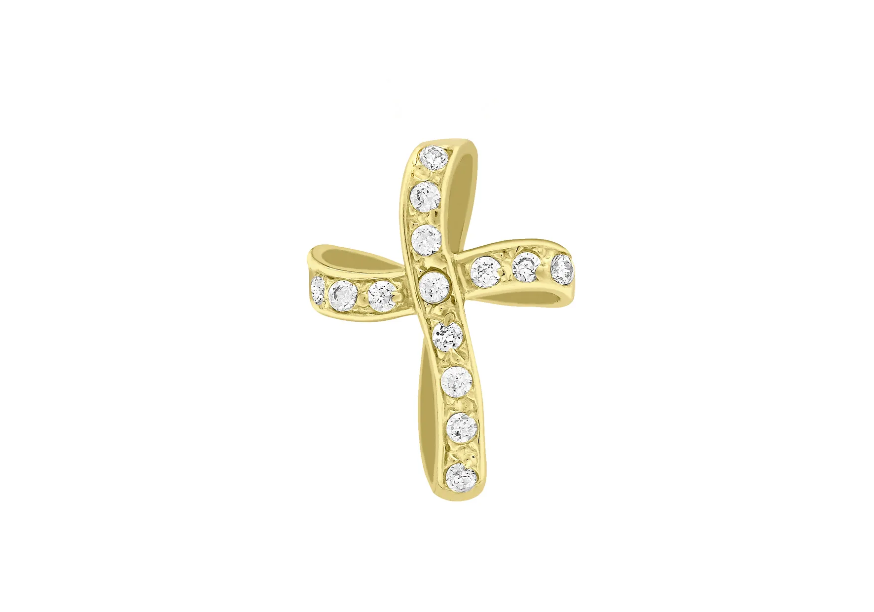9ct Twisted Cz Cross Pendant On Chain 18511