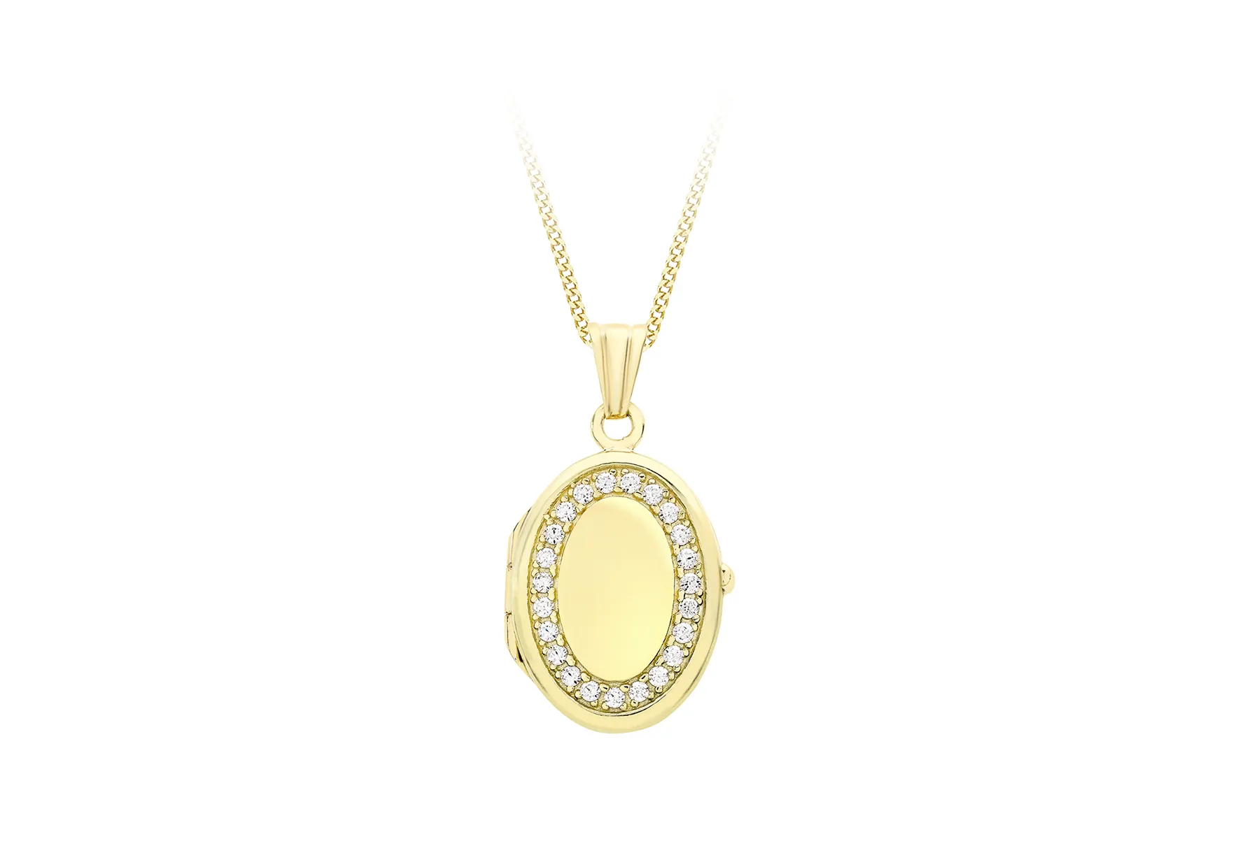 9ct Yellow Gold Oval Cz Locket
