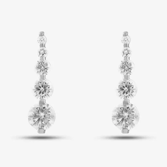 9ct Graduated Cz Drop Earrings
