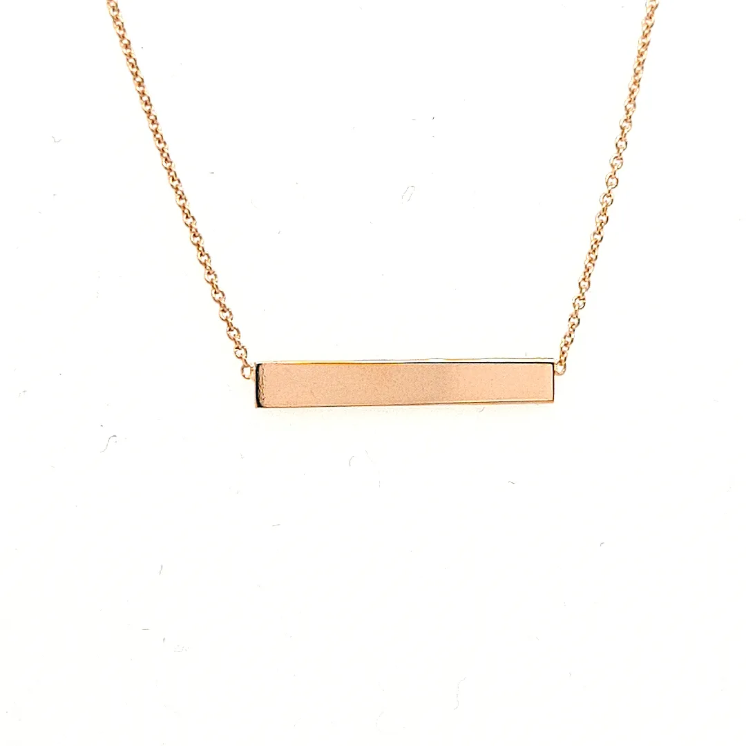 9ct Rose Gold Engraveable Bar Pendant 12220