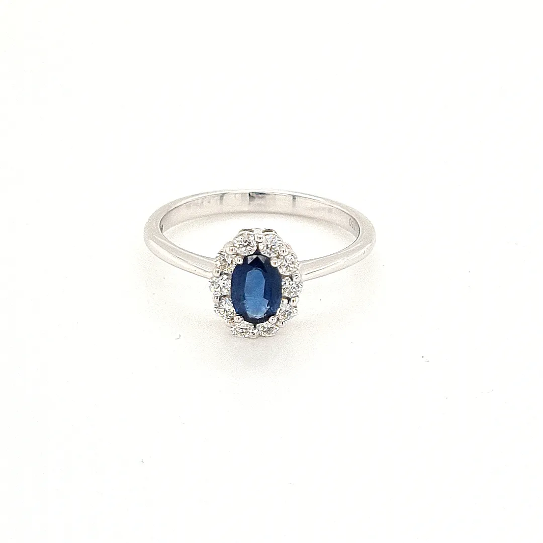 18ct White Gold Sapphire & Diamond Cluster Style Ring 12459