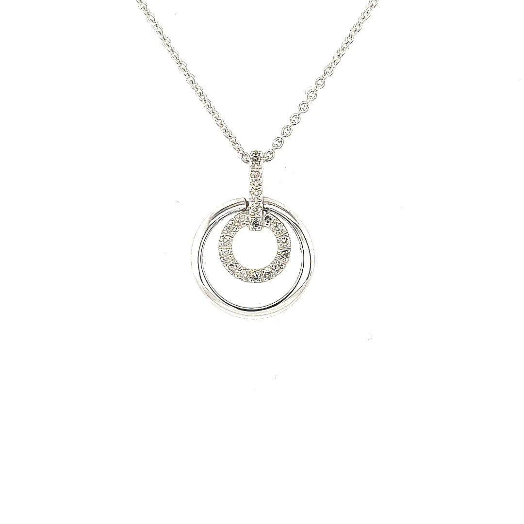 9ct White Gold Diamond Pendant 13670