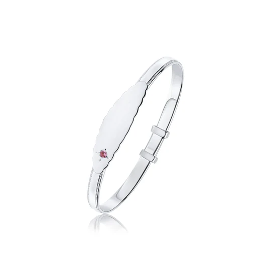 Sterling Silver Pink Cz Baby Bangle 16354