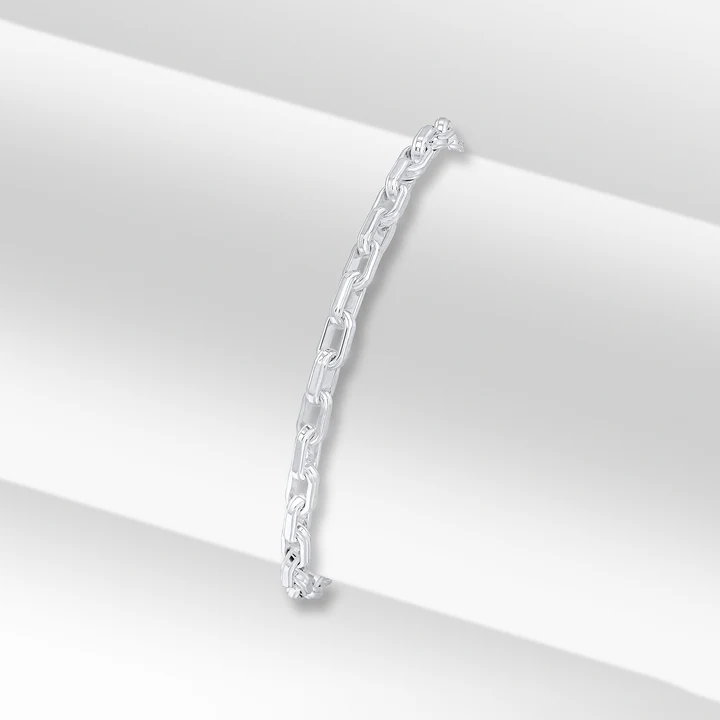 Sterling Silver Handmade Bevel Link Bracelet