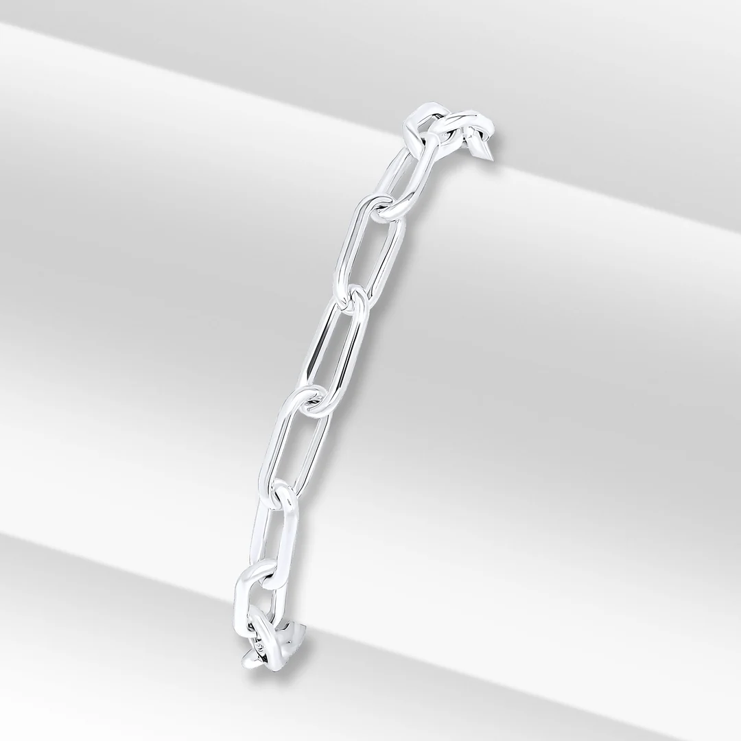 Sterling Silver Handmade 7.5' Paperchain Bracelet