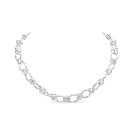Sterling Silver Handmade 12mm Handmade Oval Knot Necklace