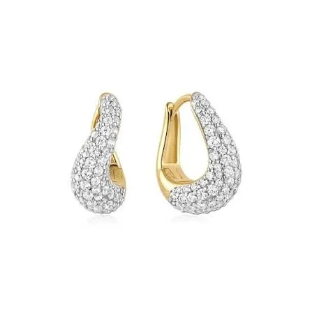 Ania Haie Gold Pave Wave Huggie Hoop Earrings