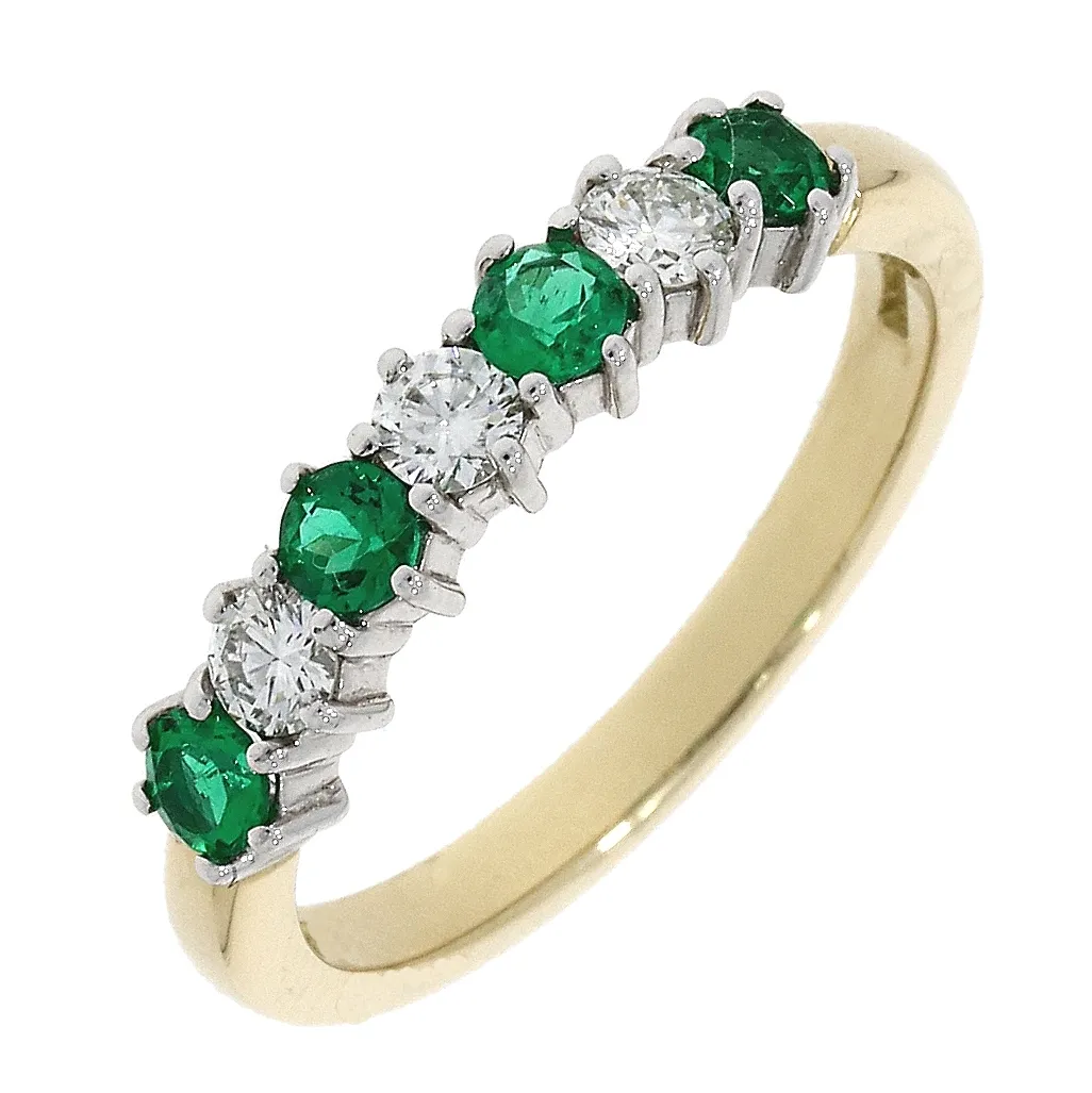 18ct Yellow Gold Emerald And Diamond Eternity Ring 17457