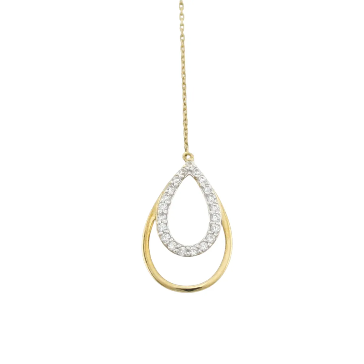 9ct Yellow Gold Double Pear Long Drop Pendant 9577