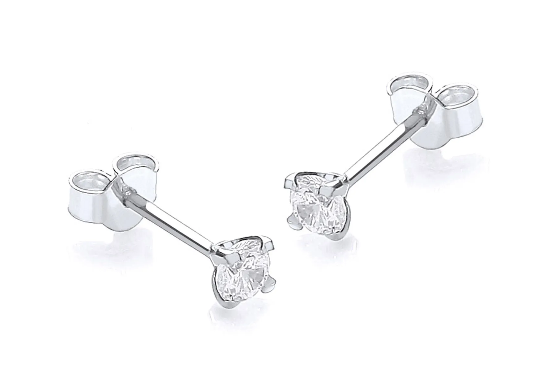 9ct White Gold 3mm Round Cz Stud Earrings 14963