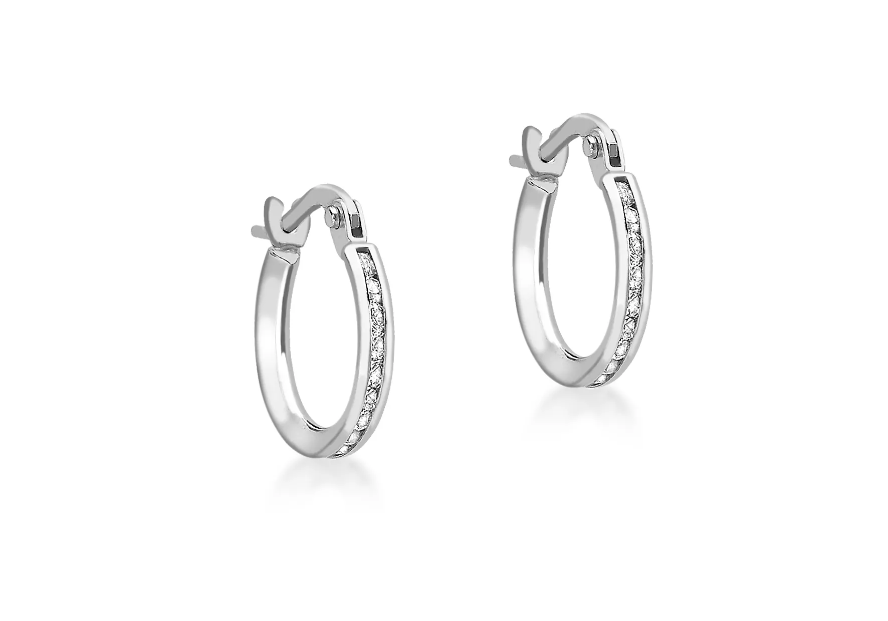9ct 15mm White Gold Cz Hoop