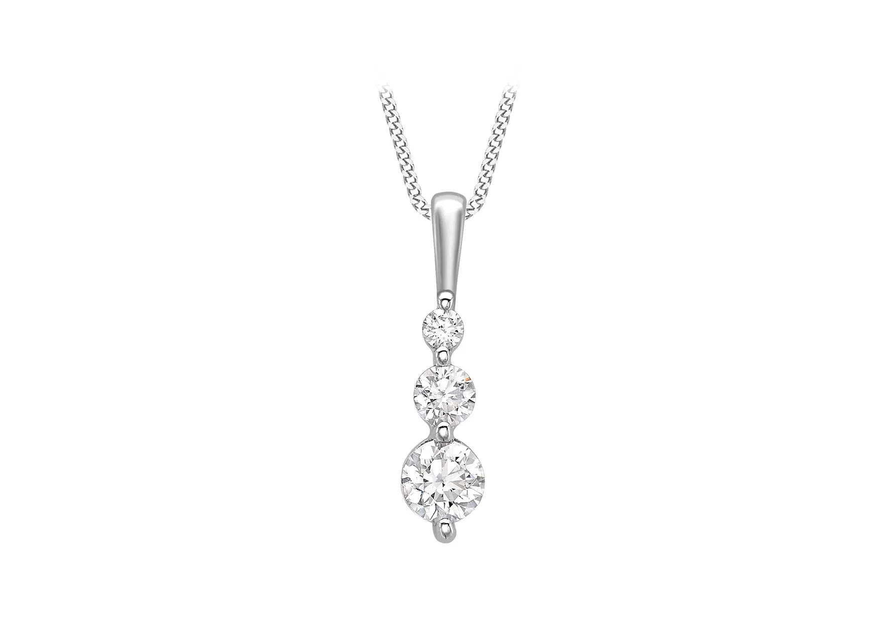 9ct White Gold Cz Trinity Pendant