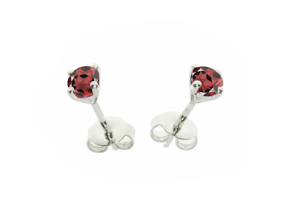 Sterling Silver Garnet Claw Set Earrings