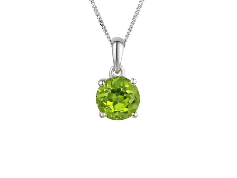Sterling Silver Peridot Claw Set Necklace
