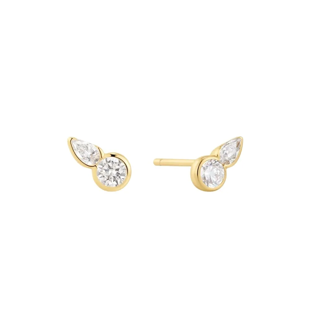 Ania Haie Gold Bezel Round & Teardrop Stud Earrings