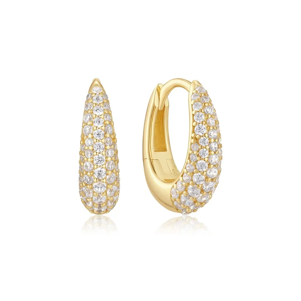 Ania Haie Gold Pave Dome Huggie Hoop Earrings