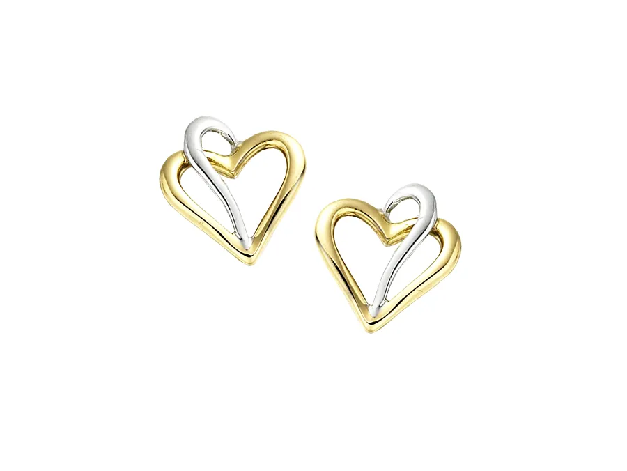 9ct Two Tone Fancy Heart Earrings 18910