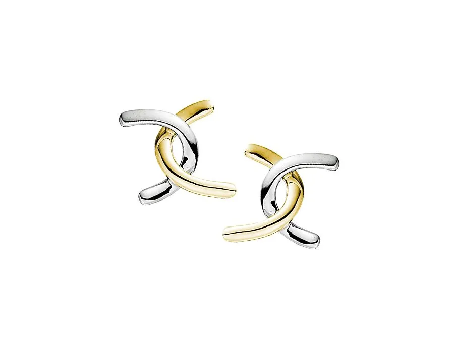9ct Yellow And White Gold Interlocking Earrings 11706
