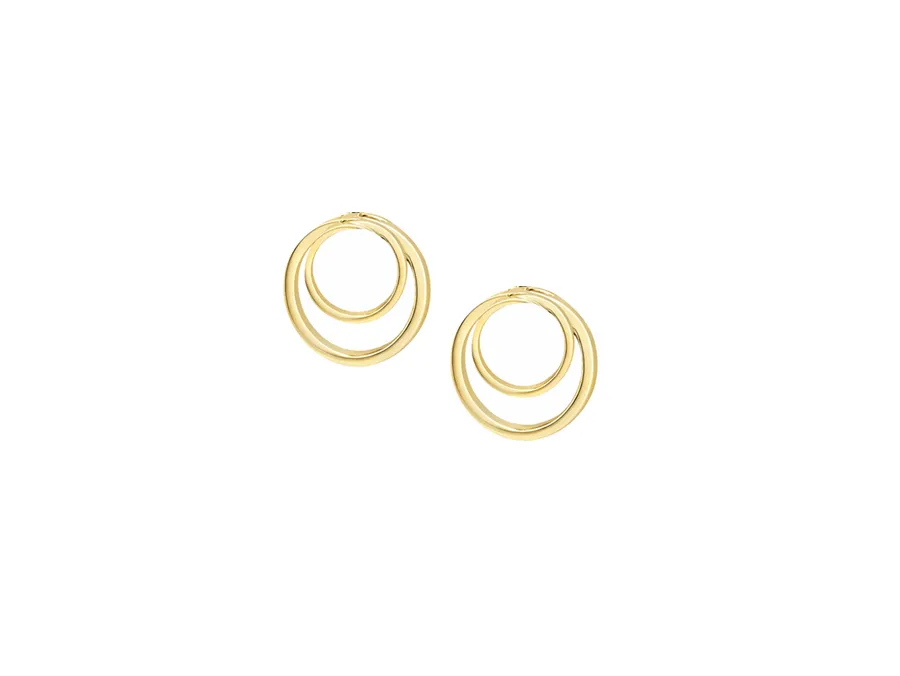 9ct Yellow Double Round Swirl Stud Earrings 18914