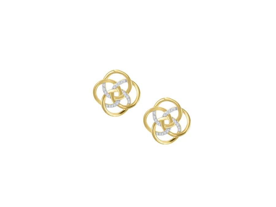 9ct Two Tone Diamond Set Stud Earrings .03ct 18917