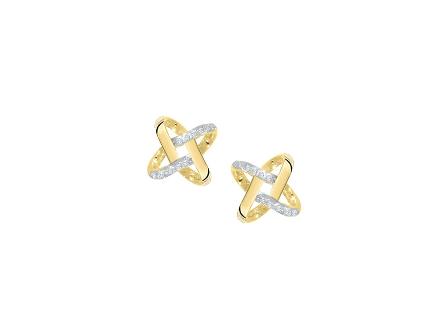 9ct Yellow And White Diamond Knot Earrings
