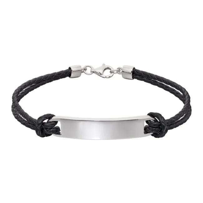 Little Star Reece Boys Leather Id Tag Bracelet