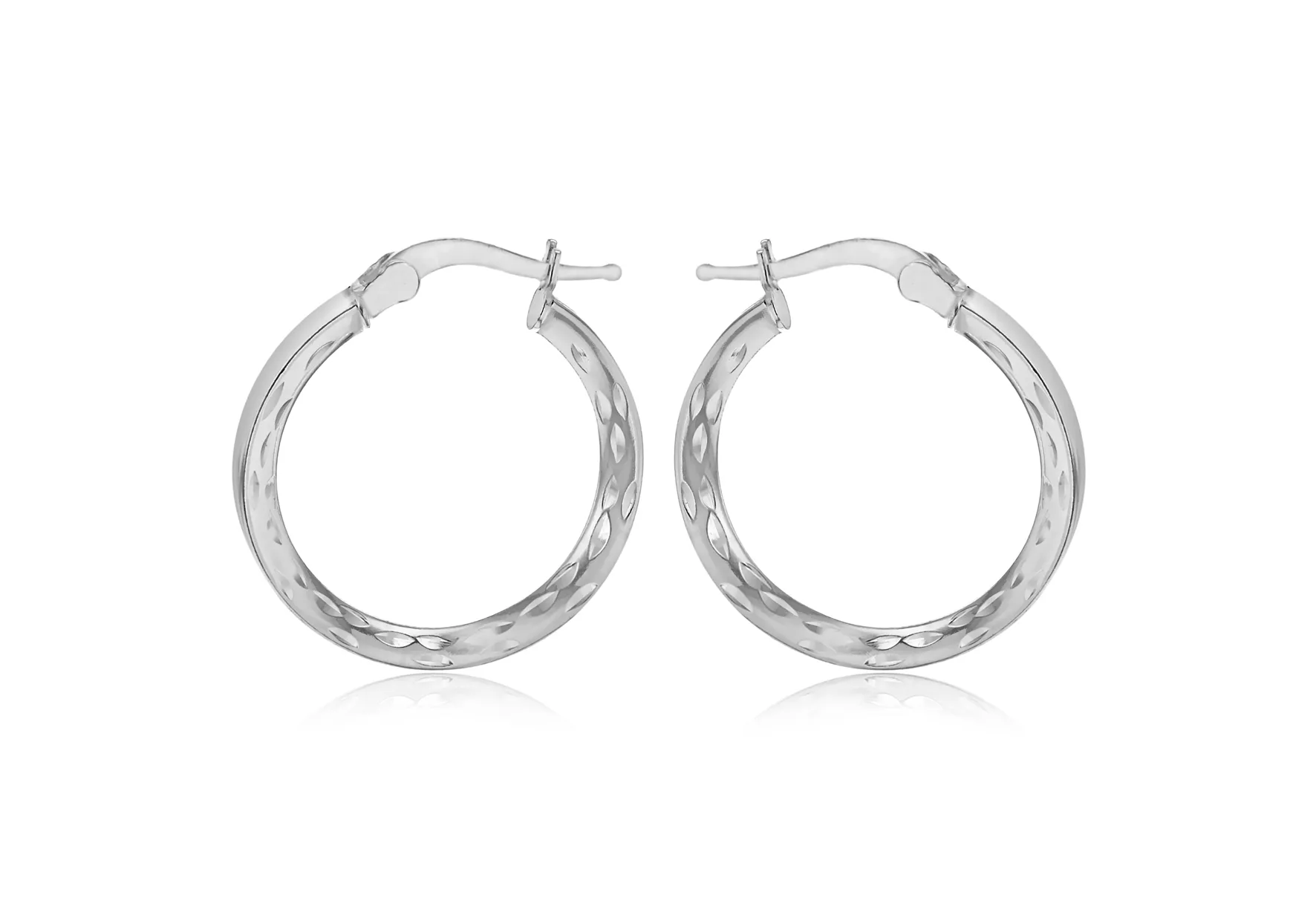 Sterling Silver 25mm Marquise-patterned Triangle-tube Hoop Creole Earrings