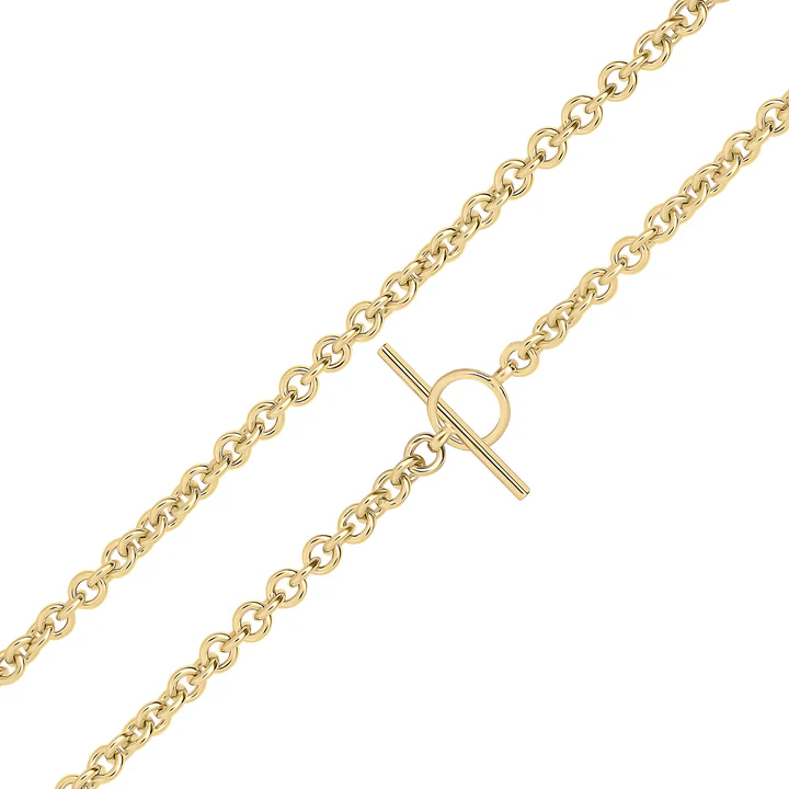 9ct Yellow Gold Handmade Cable T Bar Necklace