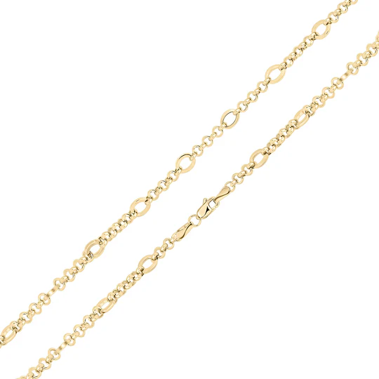 9ct Yellow Oval Round 7.5mm Figaro Bracelet