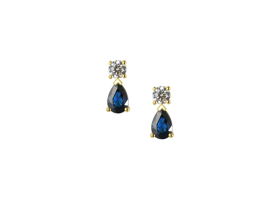 9ct Yellow Gold Sapphire And Diamond Earrings 18922