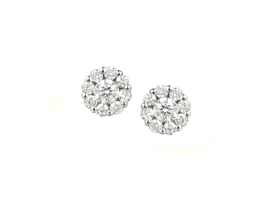 Sterling Silver Cz Cluster Stud Earrings