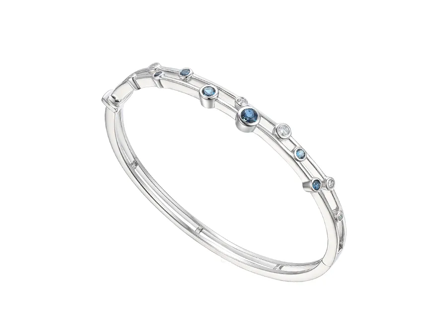 Sterling Silver Blue Topaz Bangle 