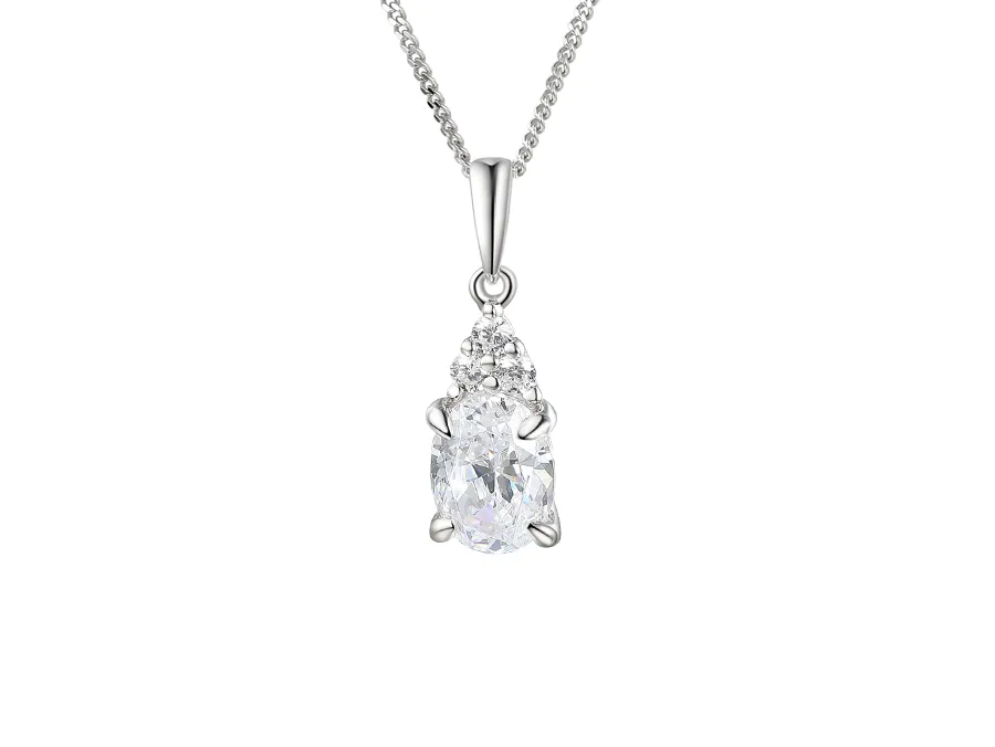 Sterling Silver Oval Cz Necklace